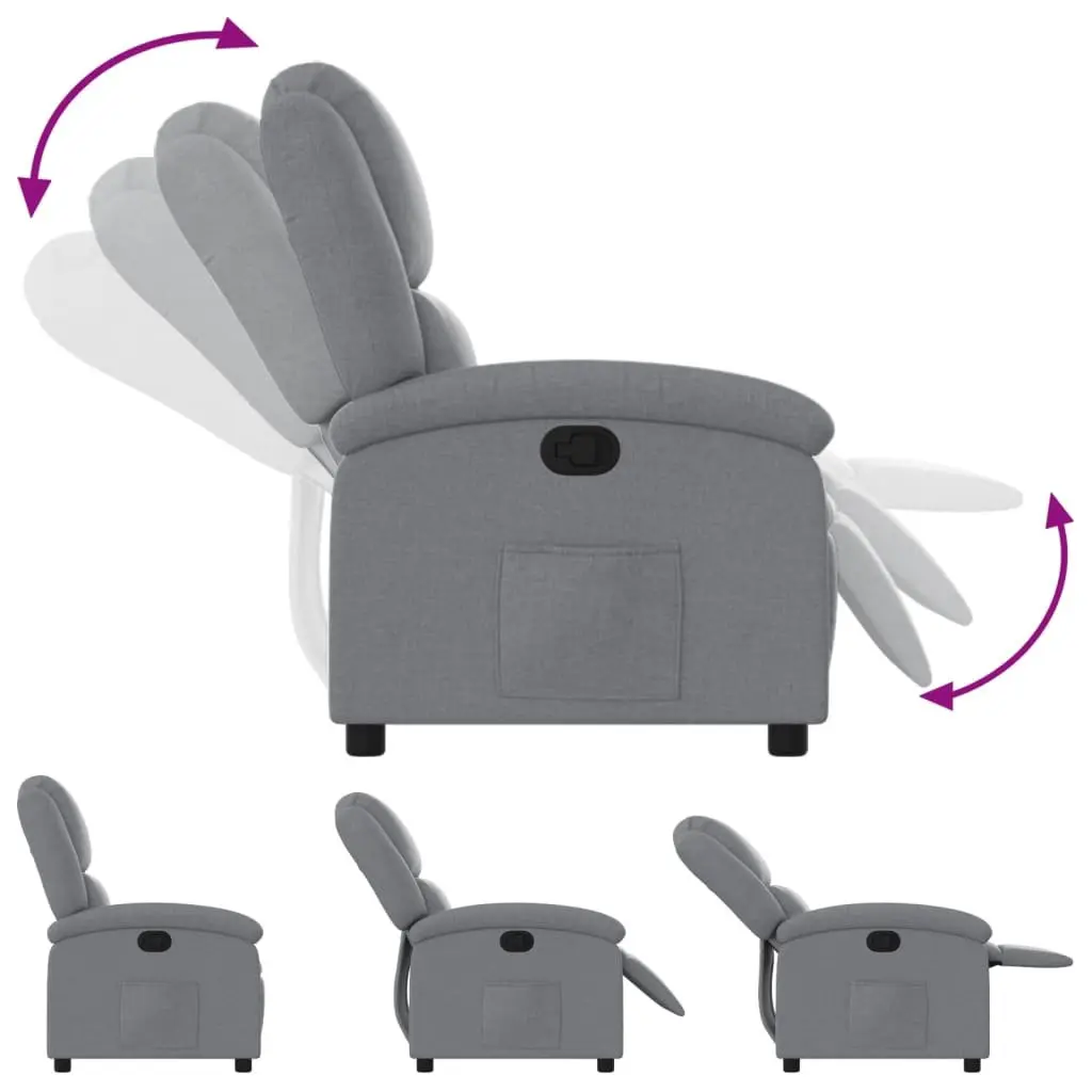 Manual Recliner Chair Fabric Grey Adjustable Backrest and Footrest Lounge Armchair