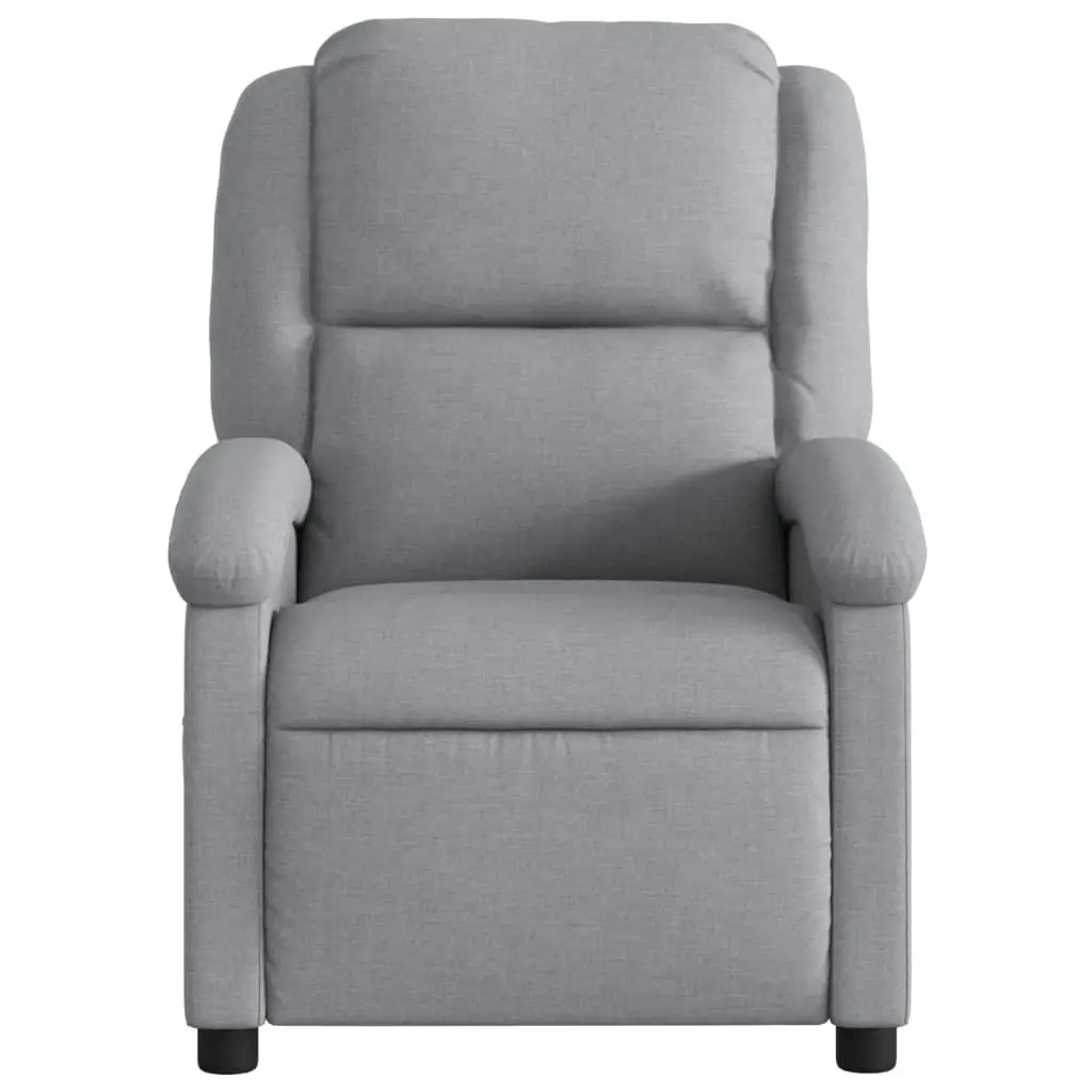 Manual Recliner Chair Fabric Grey Adjustable Backrest and Footrest Lounge Armchair