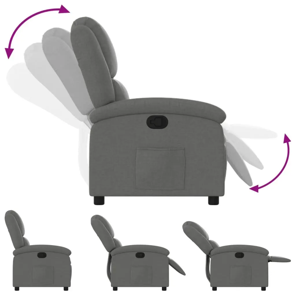 Recliner Chair Manual Reclining Fabric Lounge Dark Grey