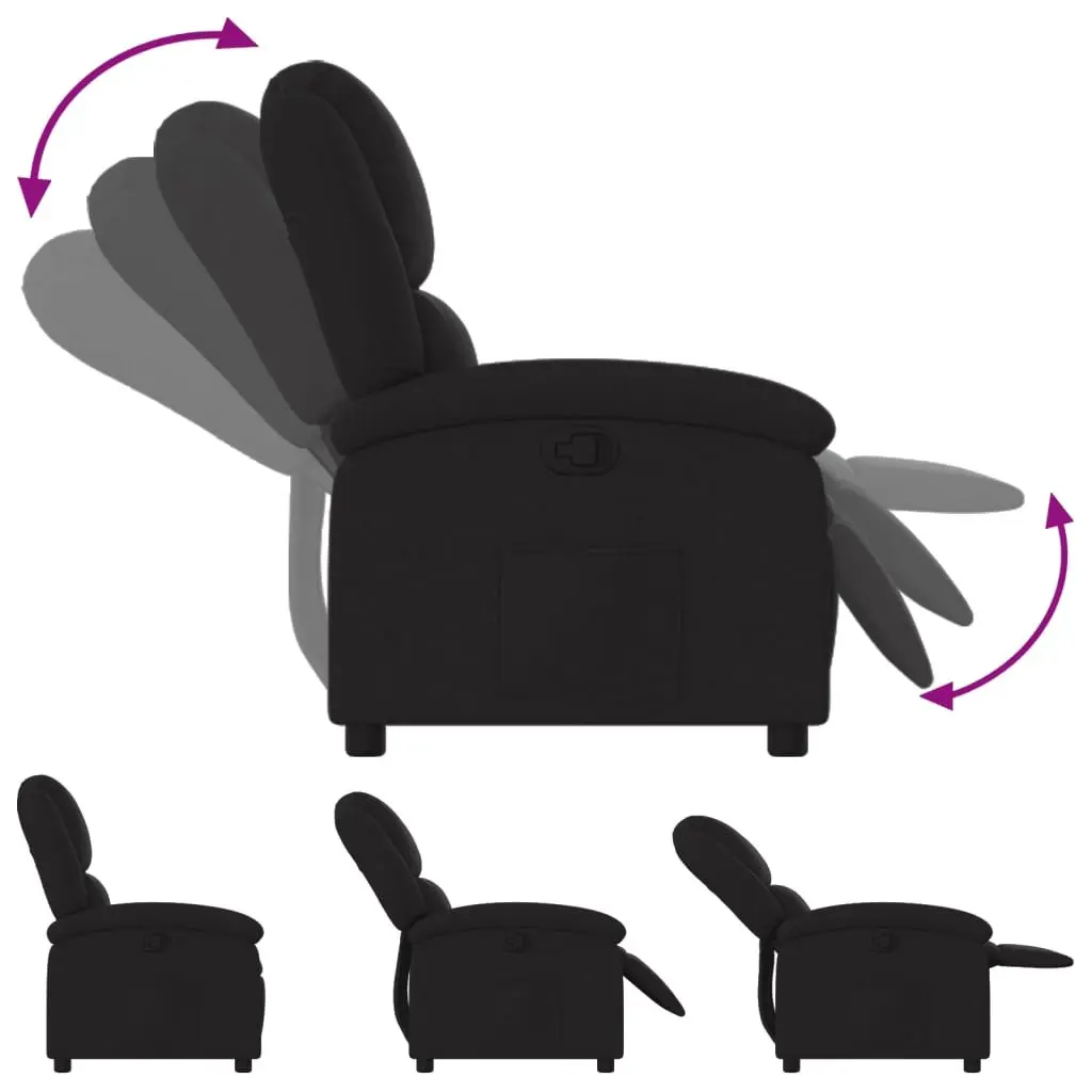 Black Fabric Lounge Recliner Chair Manual Reclining Armchair with Padded Seat and Side Pocket