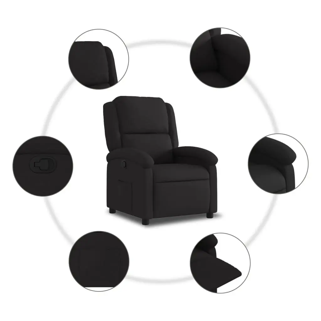 Black Fabric Lounge Recliner Chair Manual Reclining Armchair with Padded Seat and Side Pocket