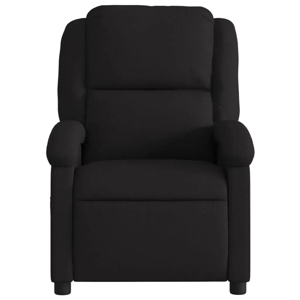Black Fabric Lounge Recliner Chair Manual Reclining Armchair with Padded Seat and Side Pocket