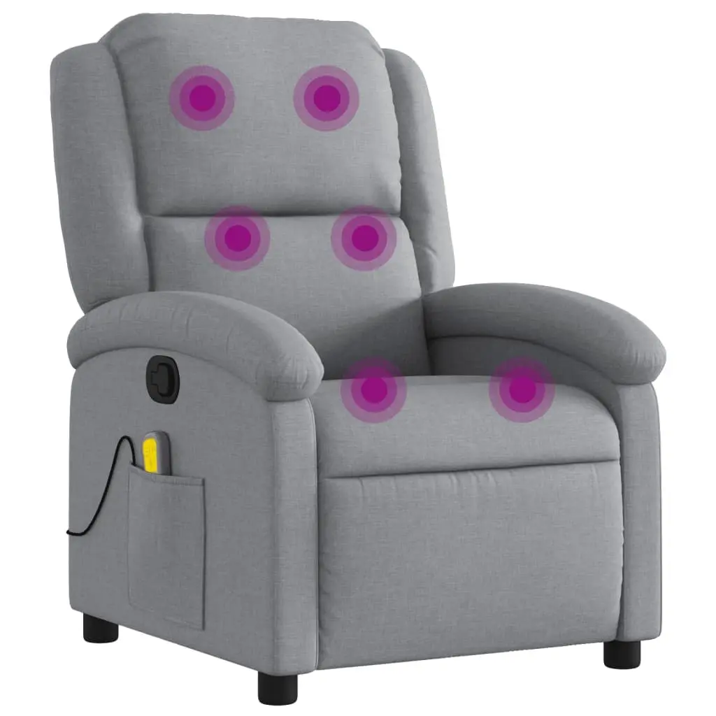 Massage Recliner Chair Manual Reclining Armchair Grey Fabric Vibration 6 Points