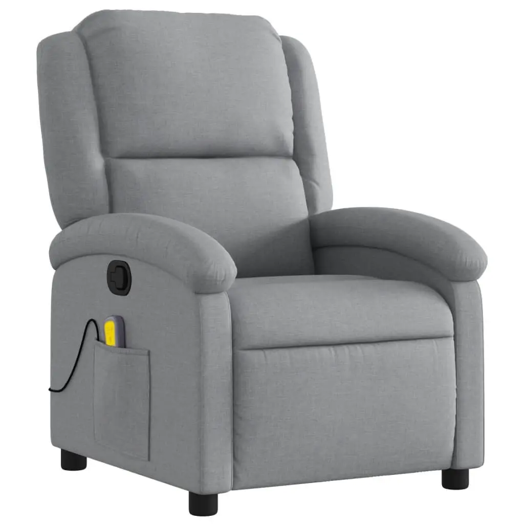 Massage Recliner Chair Manual Reclining Armchair Grey Fabric Vibration 6 Points