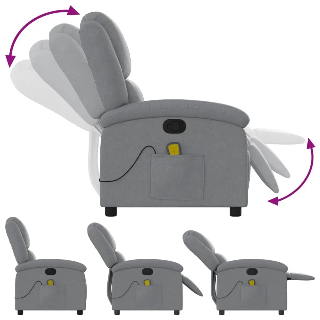Massage Recliner Chair Manual Reclining Armchair Grey Fabric Vibration 6 Points