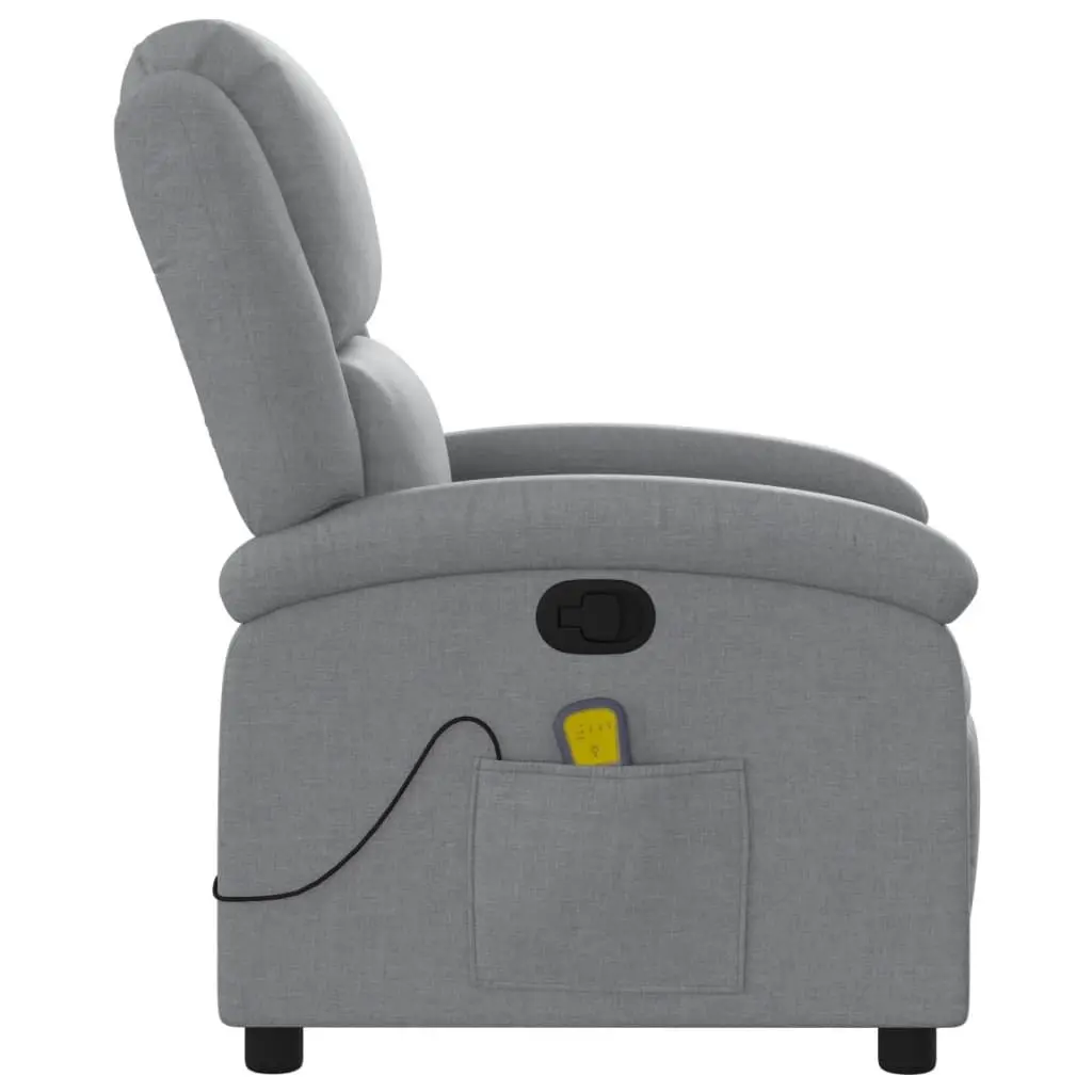 Massage Recliner Chair Manual Reclining Armchair Grey Fabric Vibration 6 Points