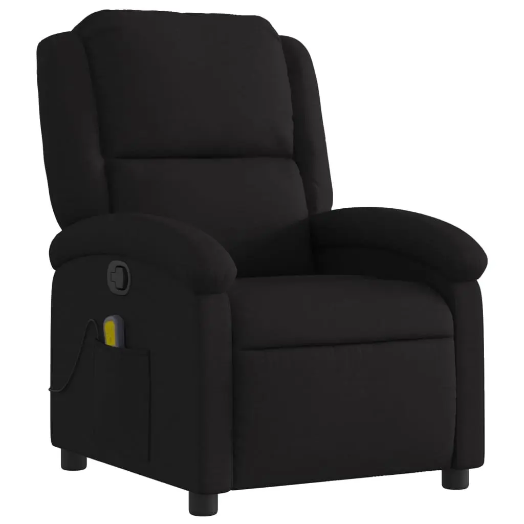 Massage Recliner Chair Black Fabric Manual Recline 6 Massage Points Armchair