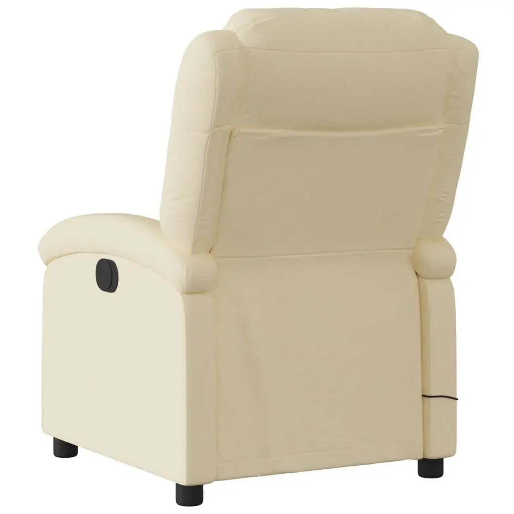 Massage Recliner Chair Cream Fabric Manual Recline with 6 Vibration Points