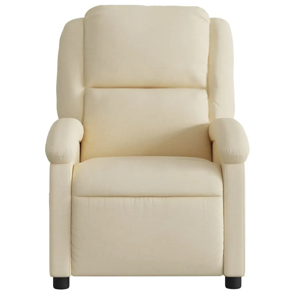 Massage Recliner Chair Cream Fabric Manual Recline with 6 Vibration Points