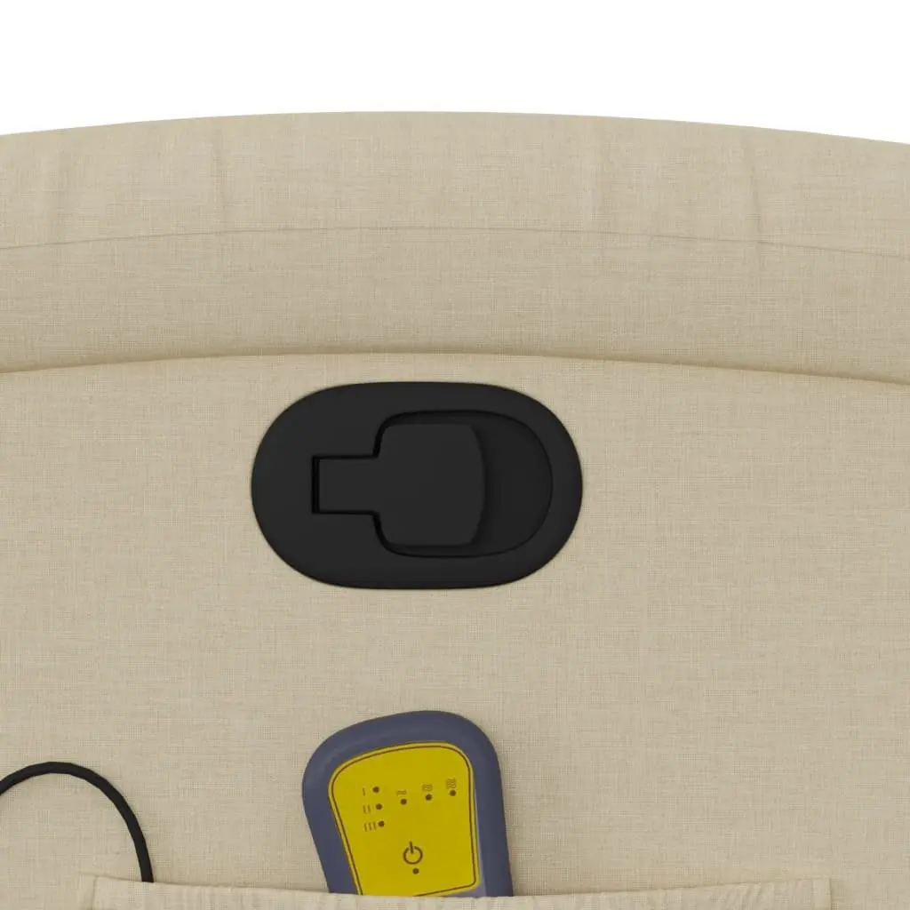 Massage Recliner Chair Cream Fabric Manual Recline with 6 Vibration Points