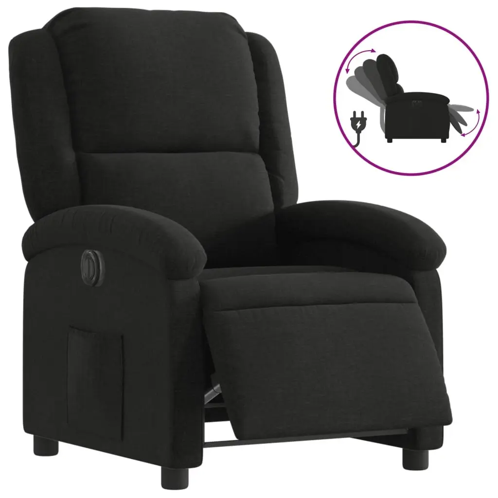 Electric Recliner Chair Fabric Black Motorized Adjustable Footrest