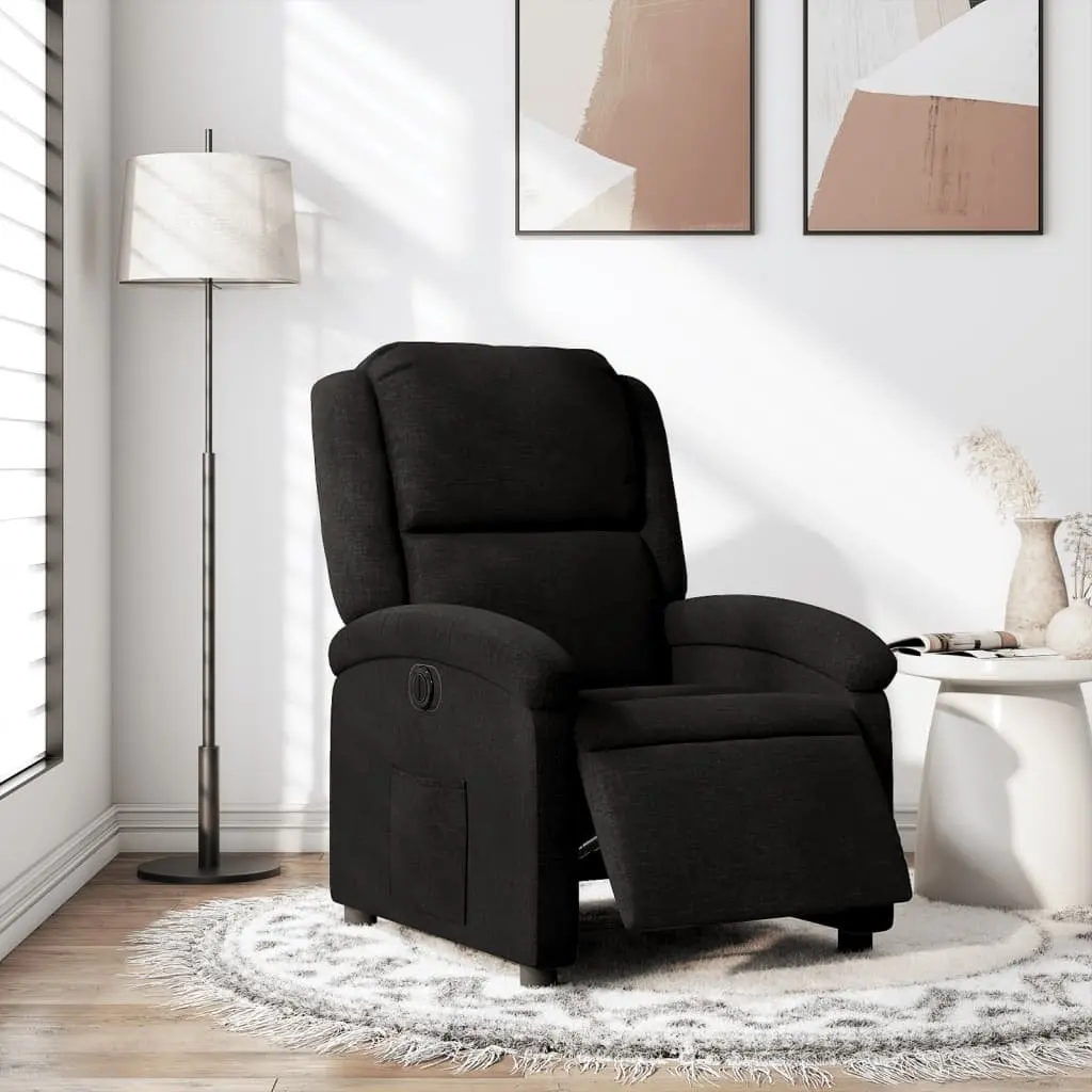Electric Recliner Chair Fabric Black Motorized Adjustable Footrest