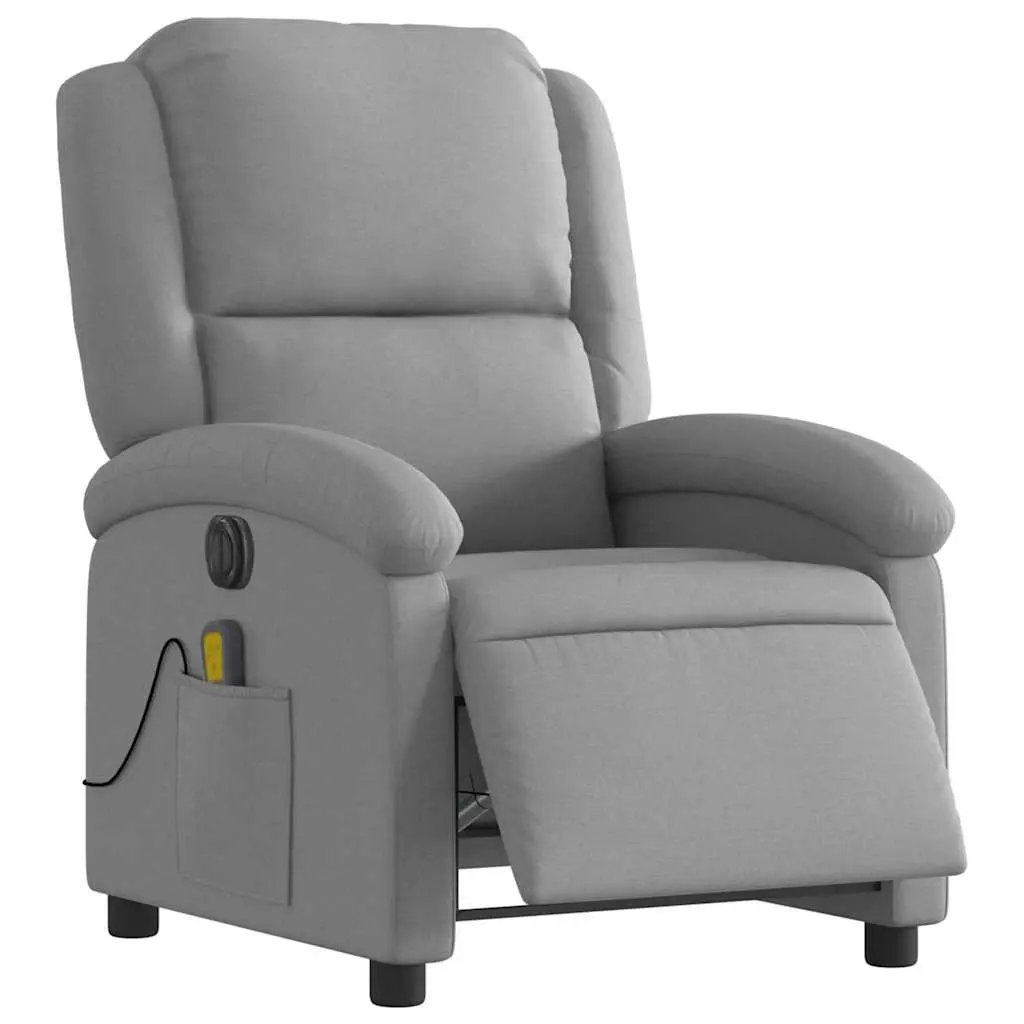 Electric Massage Recliner Chair Fabric Grey Adjustable Footrest