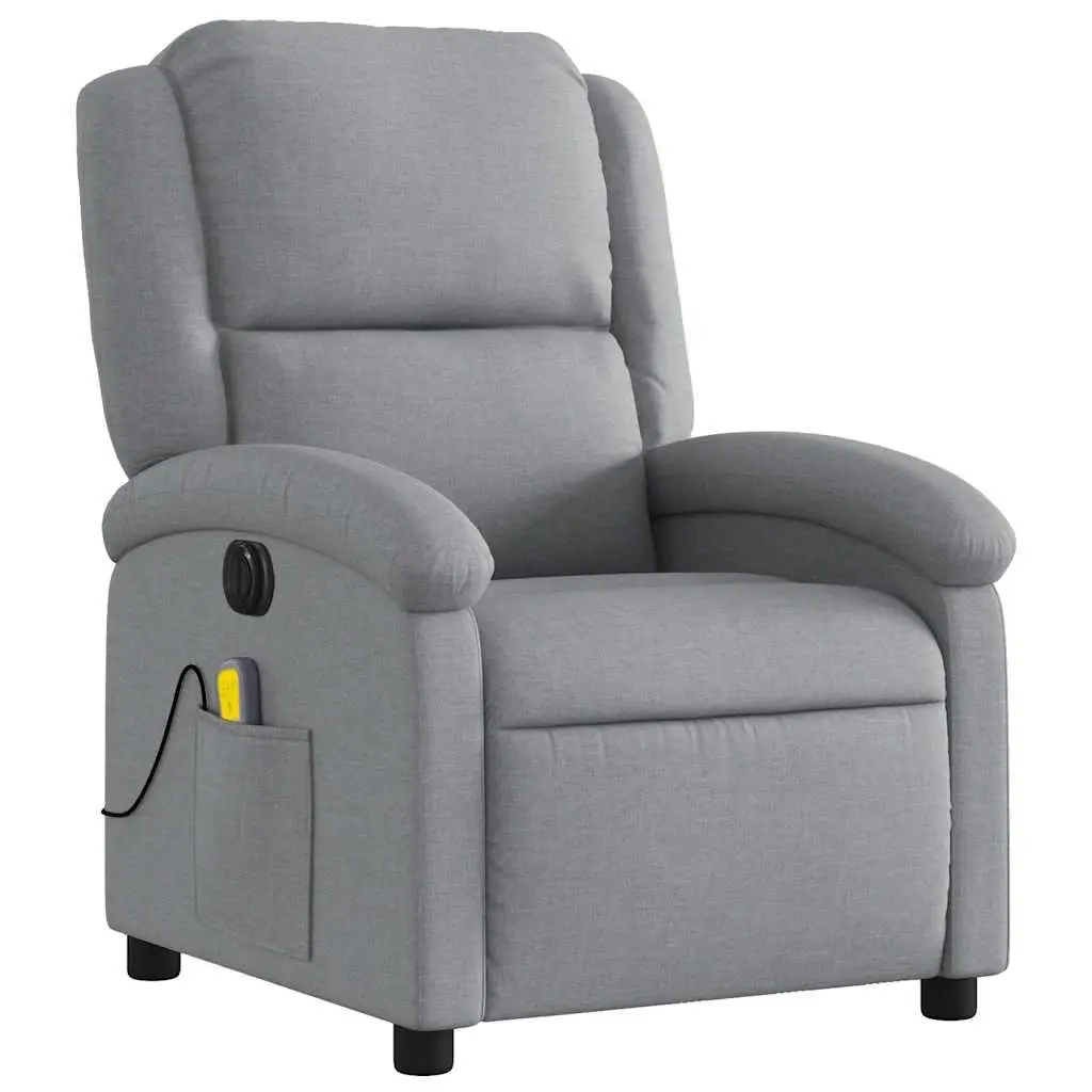 Electric Massage Recliner Chair Fabric Grey Adjustable Footrest