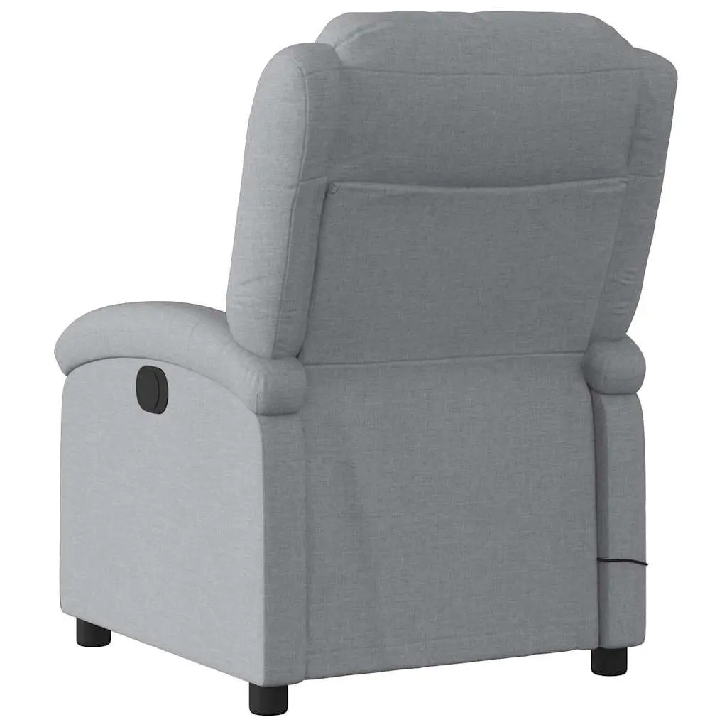 Electric Massage Recliner Chair Fabric Grey Adjustable Footrest