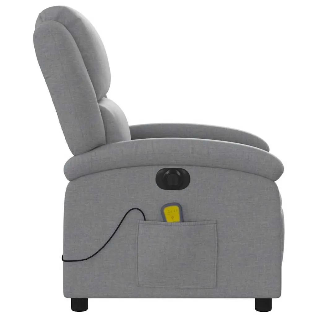 Electric Massage Recliner Chair Fabric Grey Adjustable Footrest