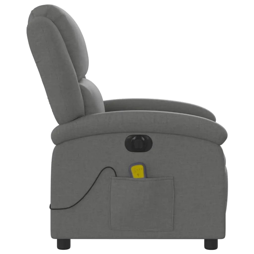 Electric Recliner Chair with Massage Function Adjustable Footrest Grey Fabric