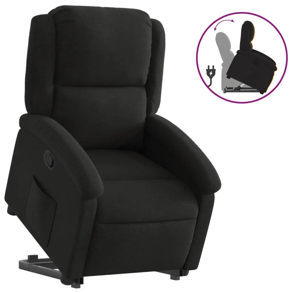 Stand Up Recliner Chair Electric Power Lift Fabric Black