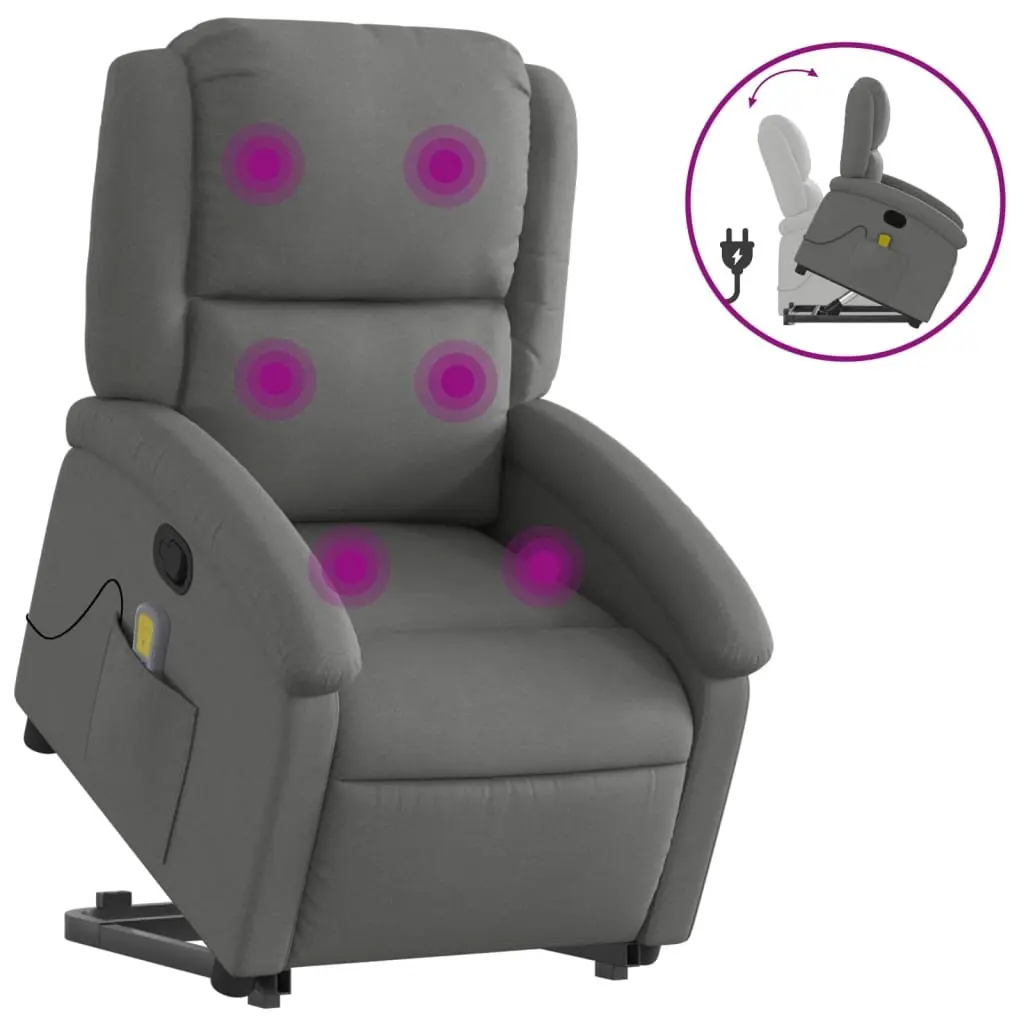 Electric Massage Recliner Chair Fabric Grey