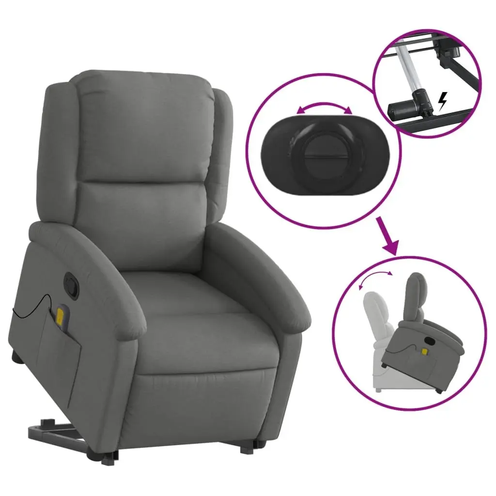 Electric Massage Recliner Chair Fabric Grey