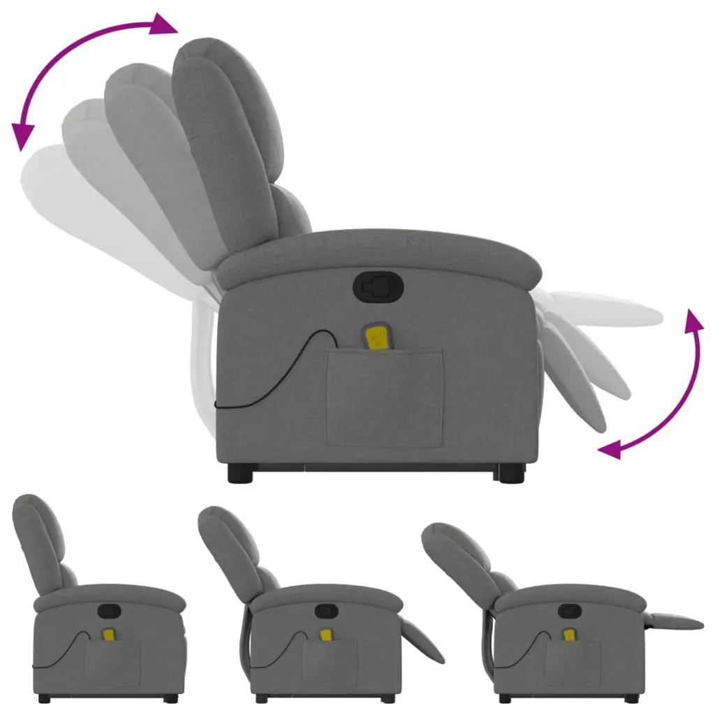 Electric Massage Recliner Chair Fabric Grey