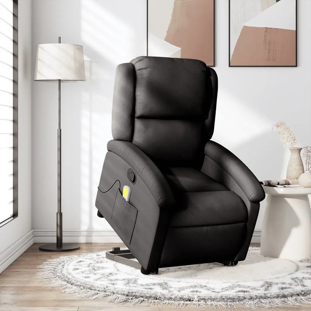 Electric Massage Recliner Chair Fabric Black Power Lift 135 Degrees