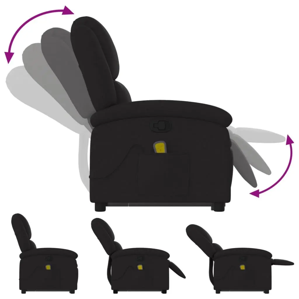 Electric Massage Recliner Chair Fabric Black Power Lift 135 Degrees