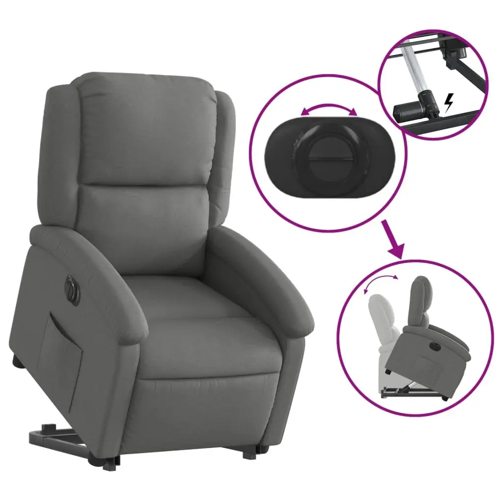 Electric Recliner Chair Fabric Grey Power Lift Adjustable Footrest