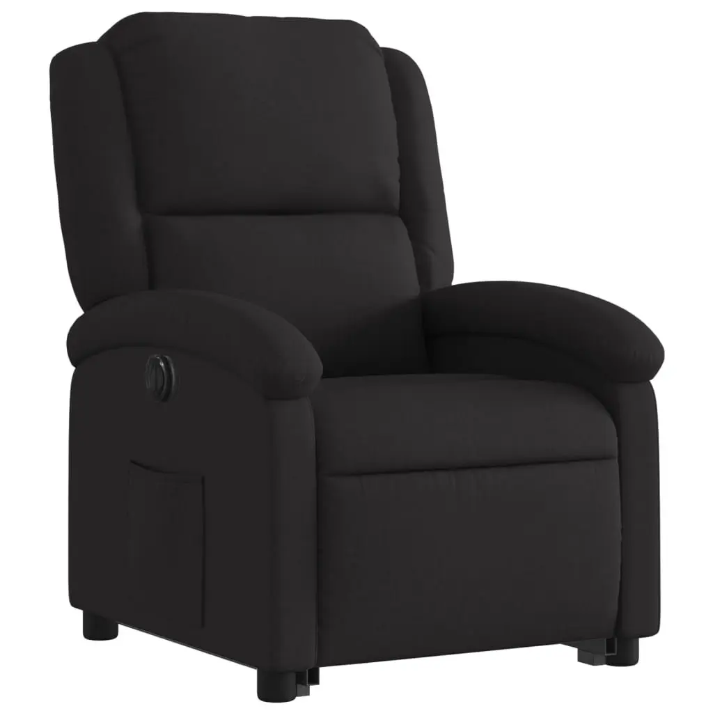 Electric Recliner Chair Power Lift Black Fabric for Elderly