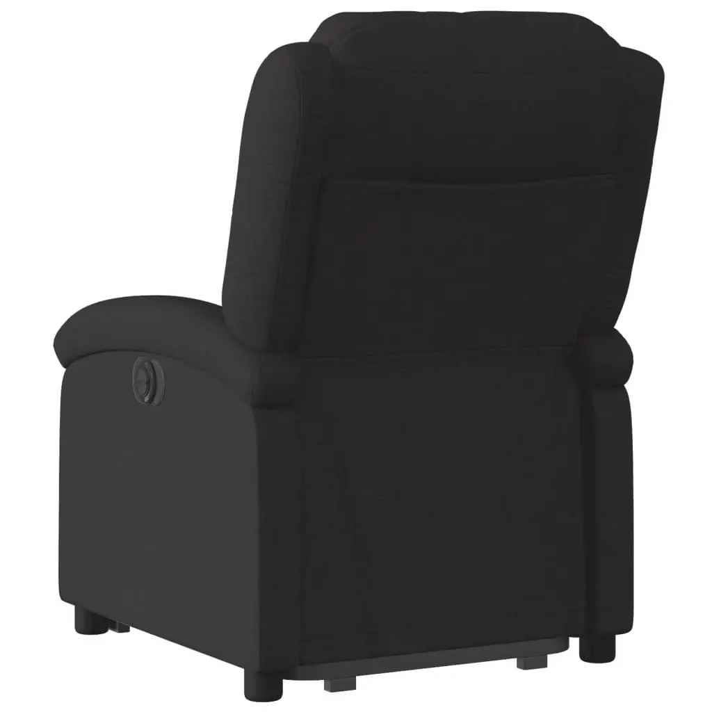 Electric Recliner Chair Power Lift Black Fabric for Elderly