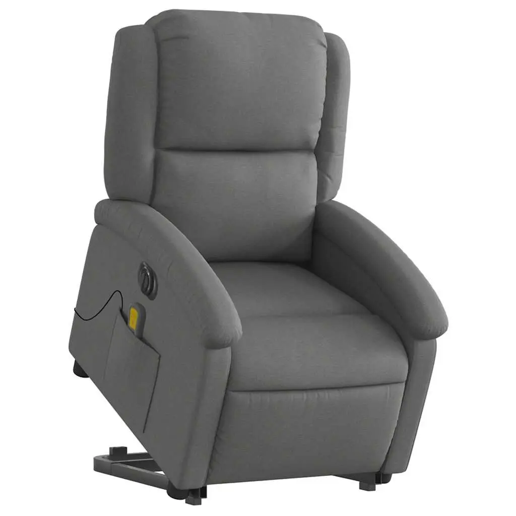 Electric Massage Chair Fabric Grey Stand Up Recliner with Power Lift and 6 Massage Points