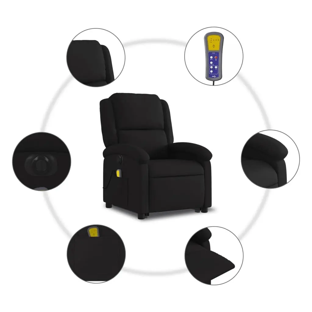 Electric Massage Recliner Chair Fabric Black Power Lift Electric Recline