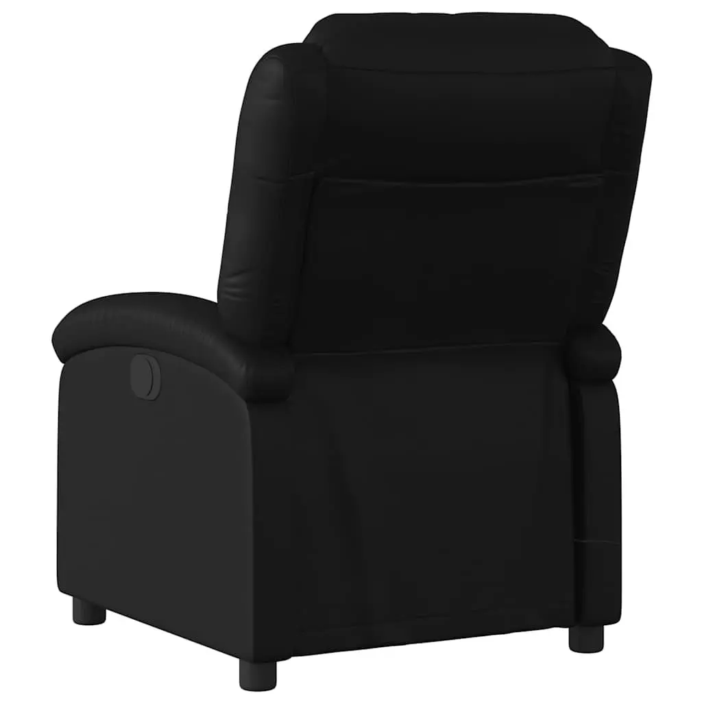 Reclining Massage Chair Manual Faux Leather Adjustable Backrest 135 Degree Black with 6 Vibration Points