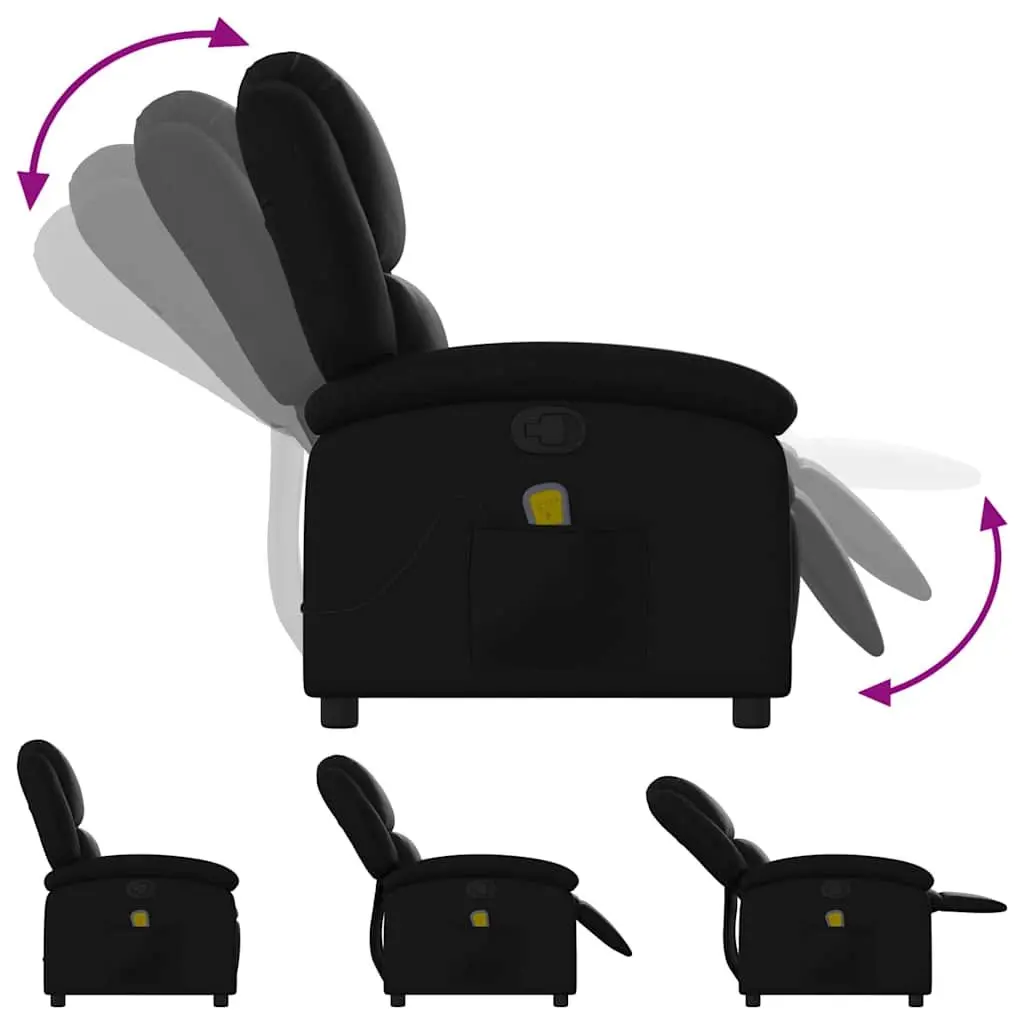 Reclining Massage Chair Manual Faux Leather Adjustable Backrest 135 Degree Black with 6 Vibration Points