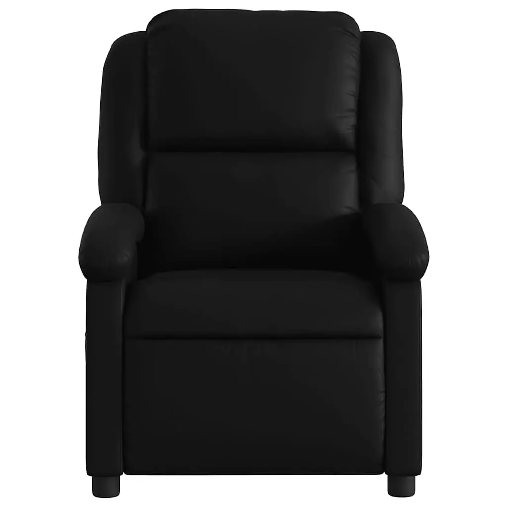 Reclining Massage Chair Manual Faux Leather Adjustable Backrest 135 Degree Black with 6 Vibration Points