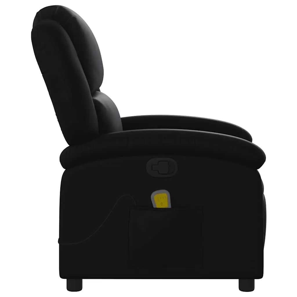 Reclining Massage Chair Manual Faux Leather Adjustable Backrest 135 Degree Black with 6 Vibration Points