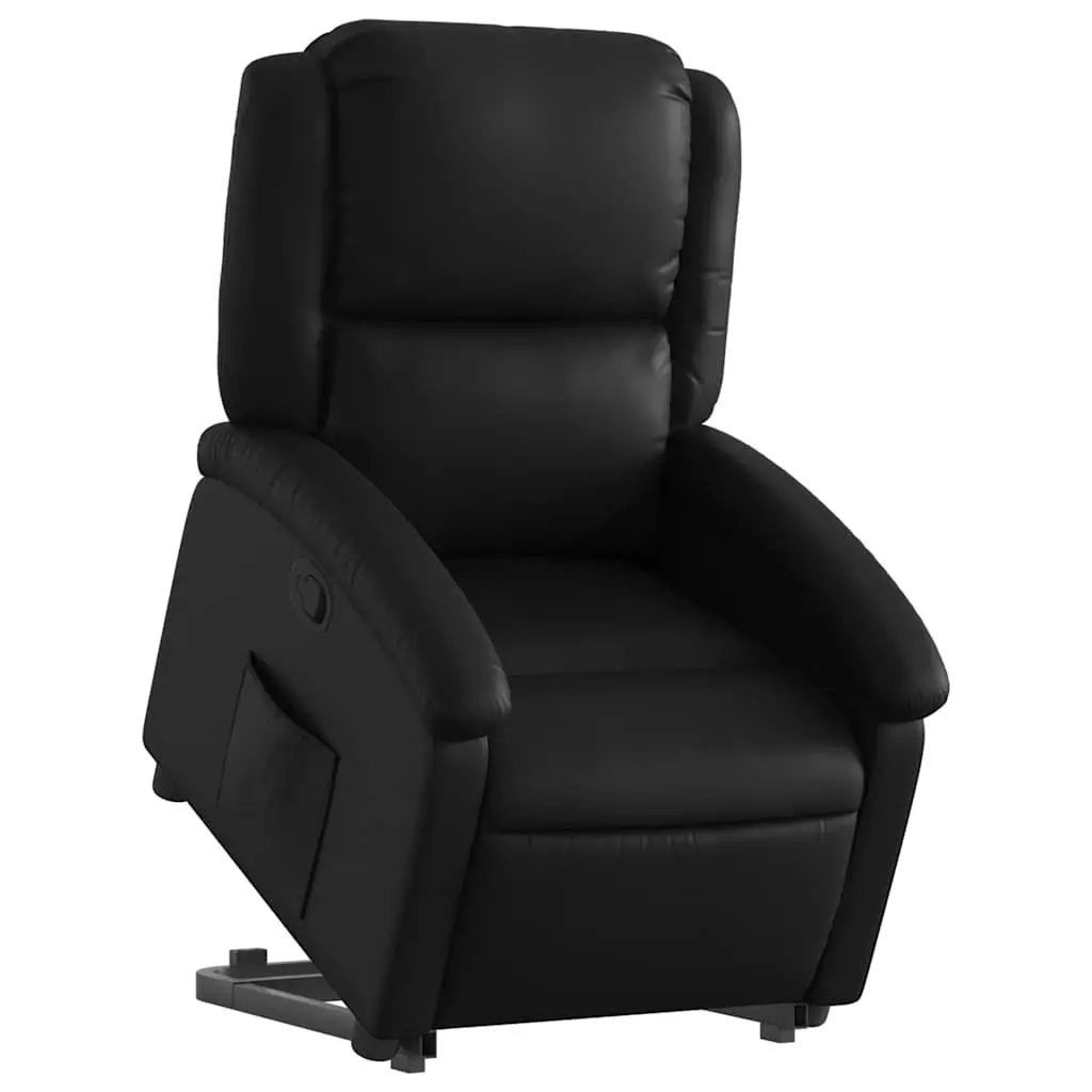 Recliner Chair Faux Leather Electric Power Lift Black Manual Reclining Armchair for Elderly
