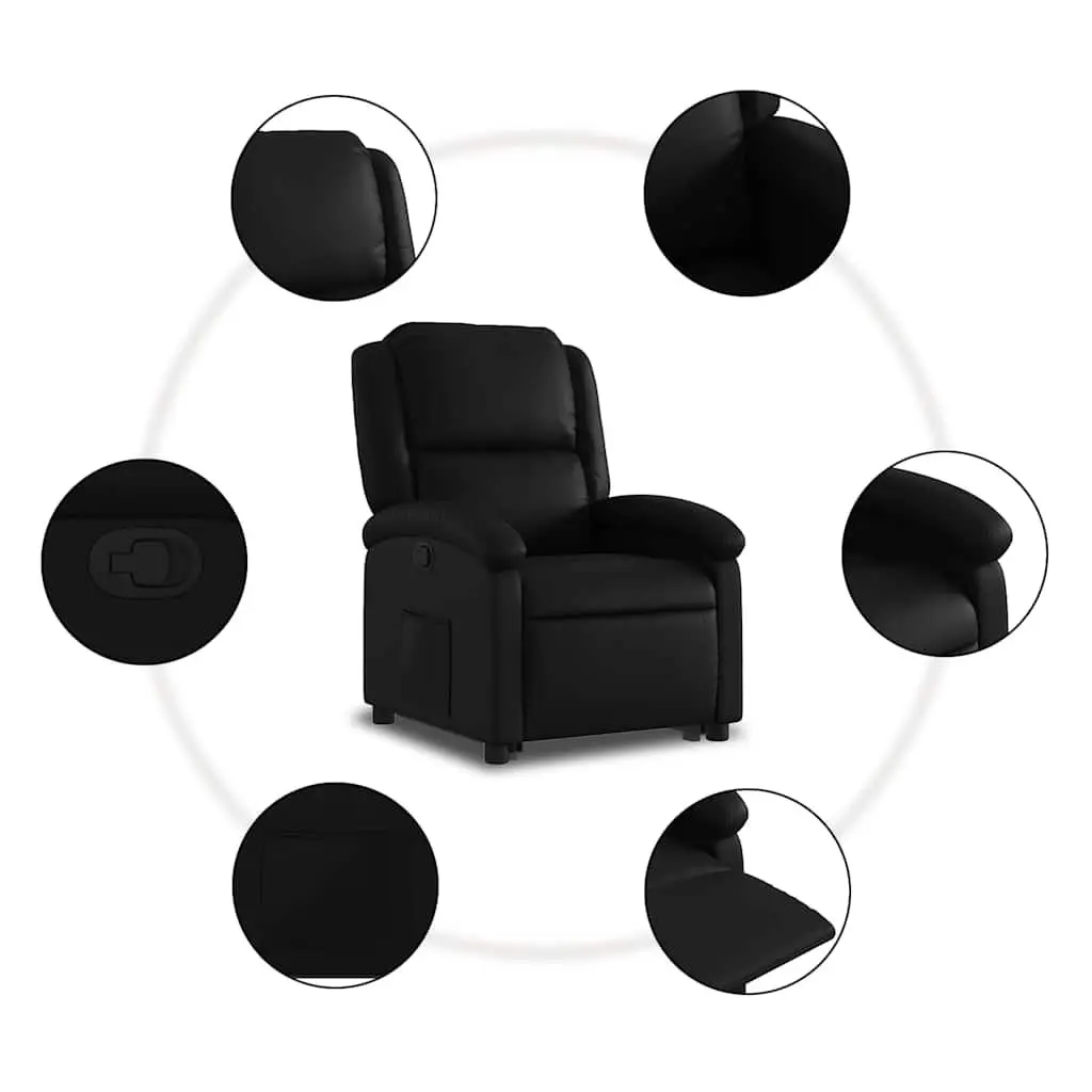 Recliner Chair Faux Leather Electric Power Lift Black Manual Reclining Armchair for Elderly
