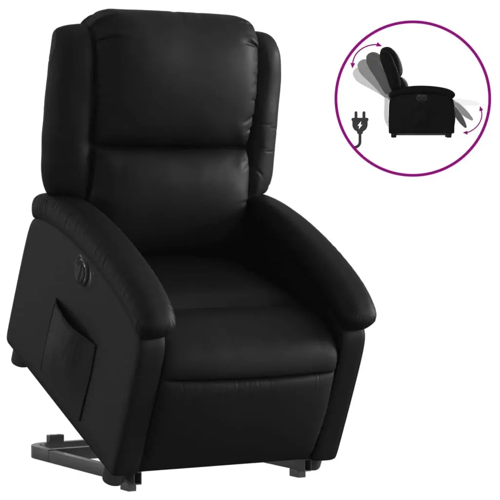 Electric Recliner Chair Power Lift Faux Leather Black