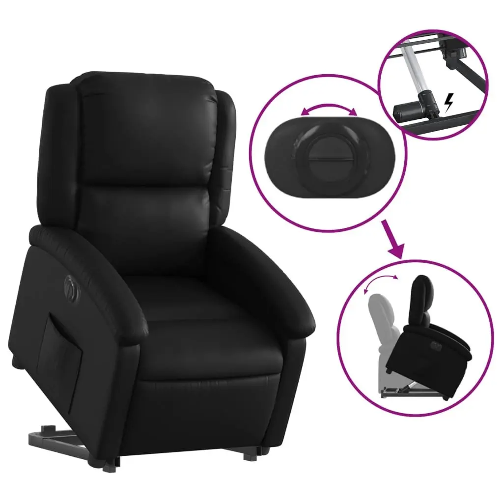 Electric Recliner Chair Power Lift Faux Leather Black