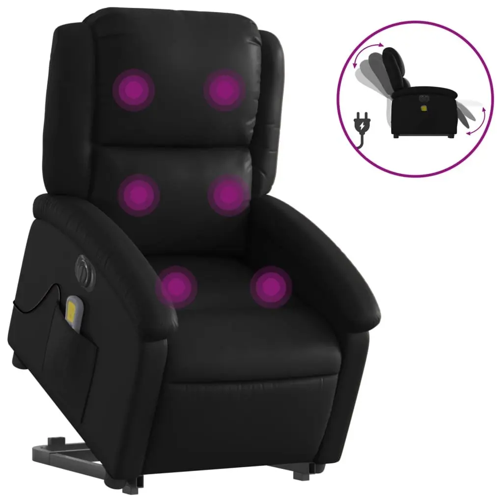 Electric Massage Chair Faux Leather Black Power Lift Recliner with Vibration Massage