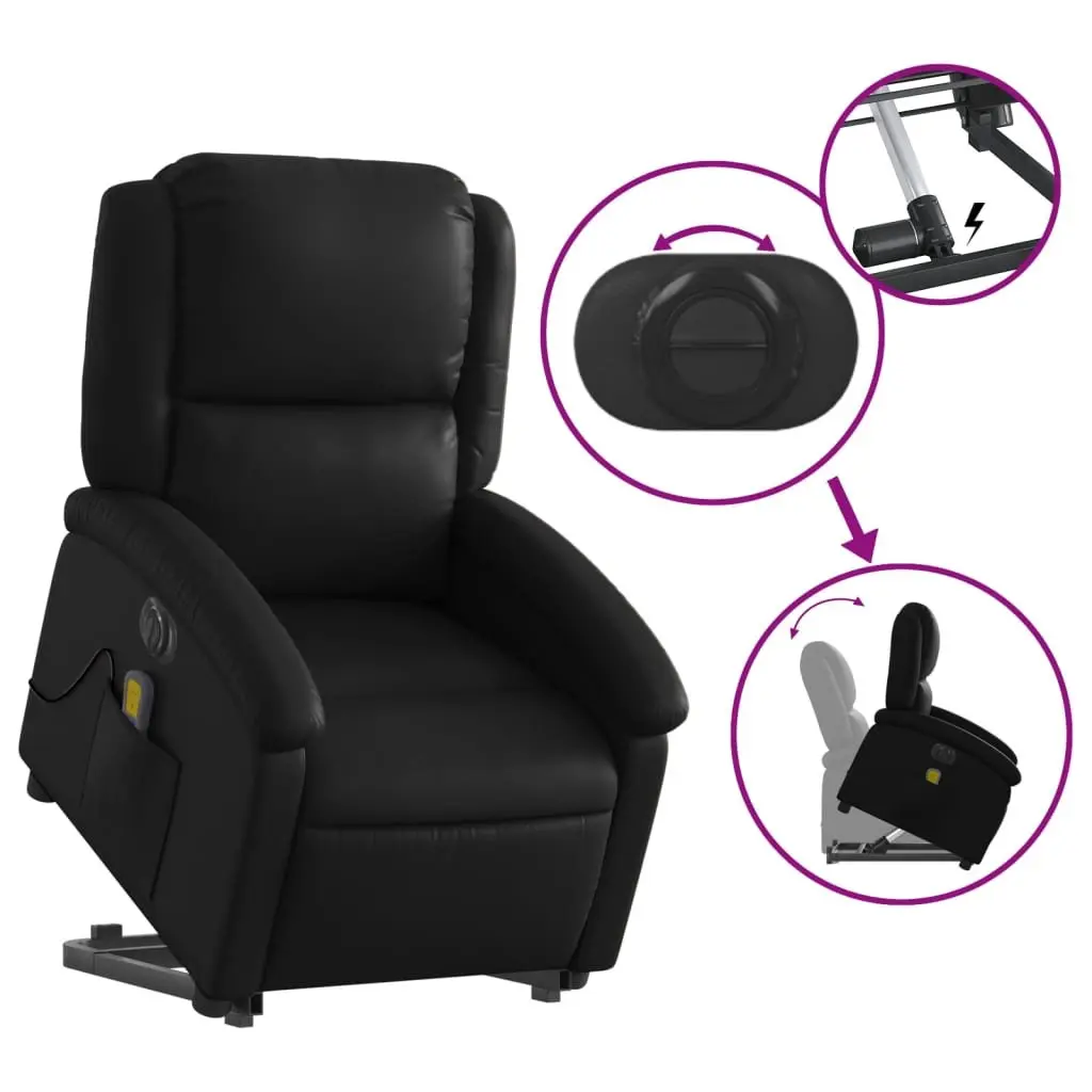 Electric Massage Chair Faux Leather Black Power Lift Recliner with Vibration Massage