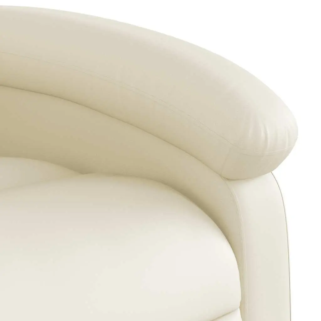 Electric Massage Recliner Chair Faux Leather Cream Power Lift Adjustable Backrest and Footrest
