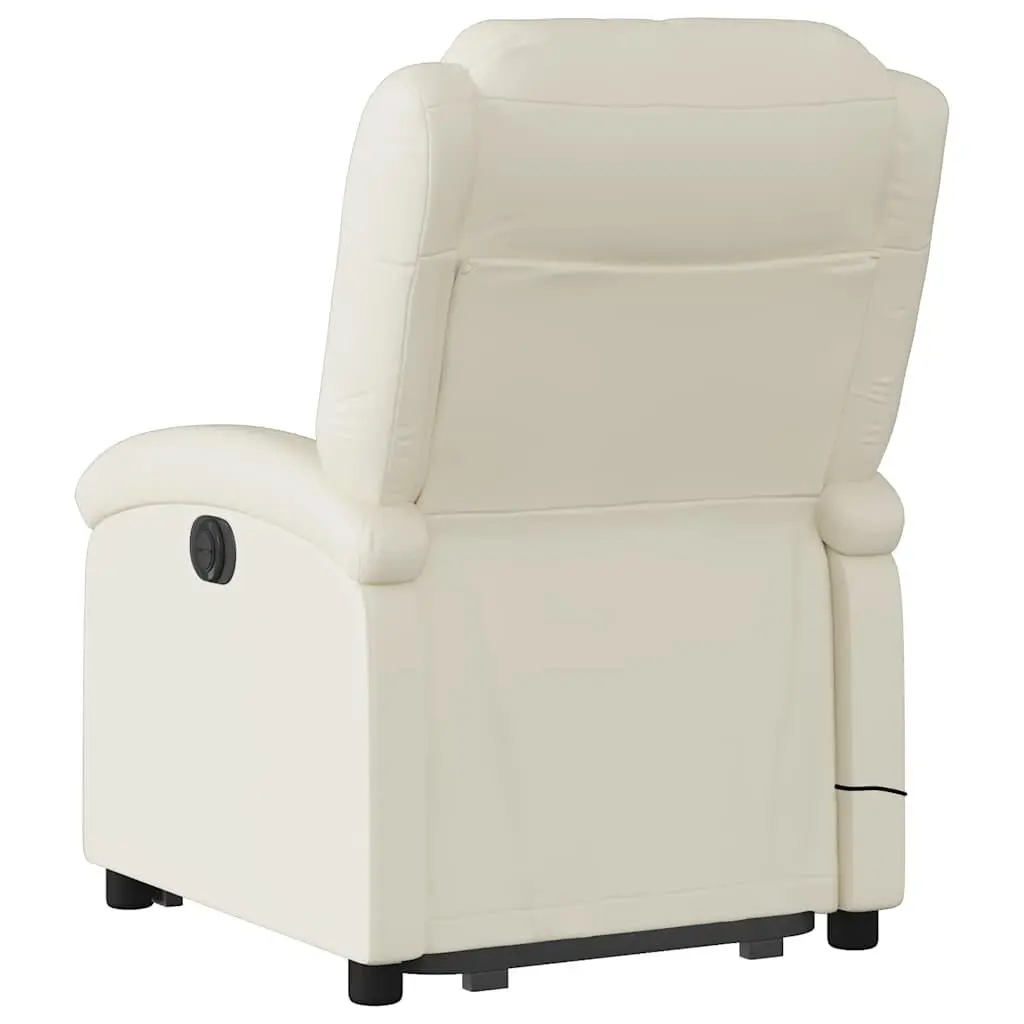 Electric Massage Recliner Chair Faux Leather Cream Power Lift Adjustable Backrest and Footrest
