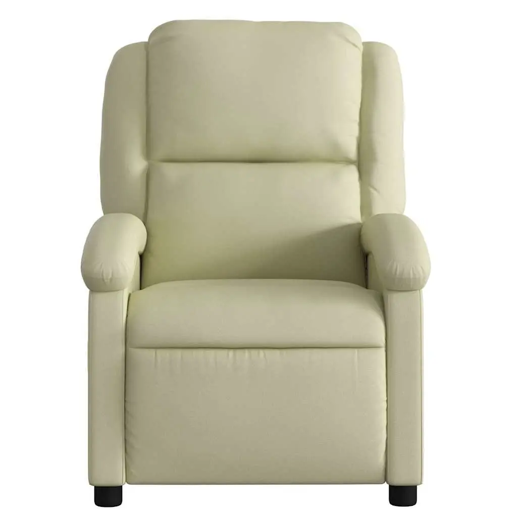 Massage Recliner Chair Cream Leather Manual Recline Vibration 6 Points Armchair