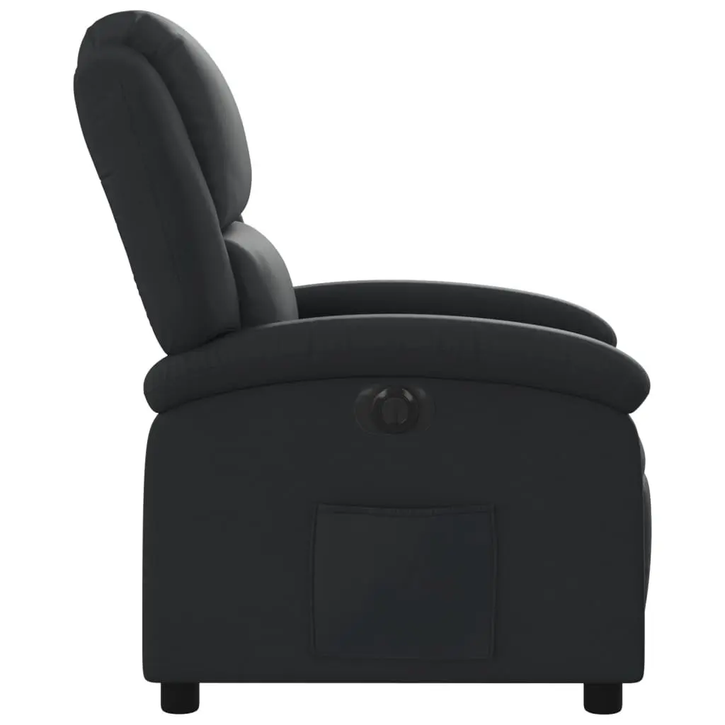 Electric Recliner Chair Adjustable Backrest Footrest Black Real Leather Armchair