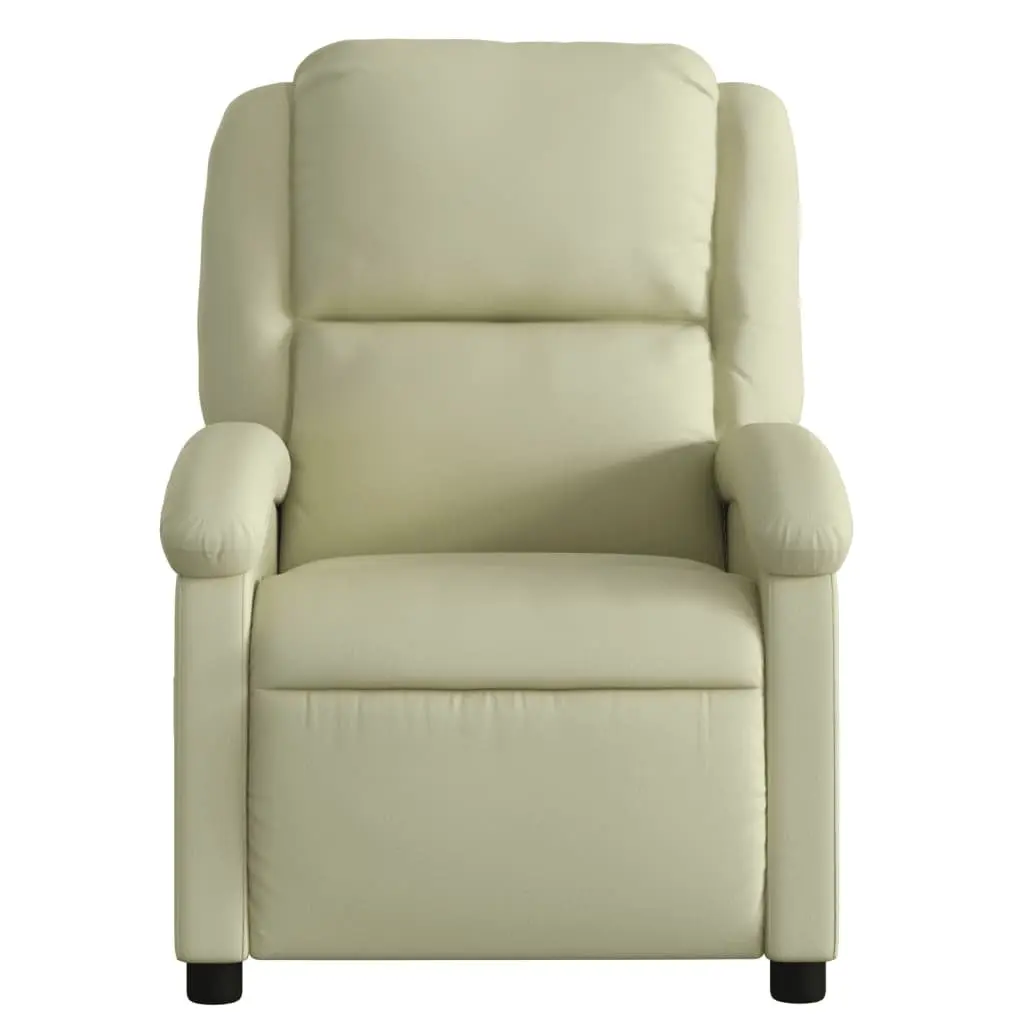 Electric Recliner Chair Leather Cream Adjustable Footrest Backrest