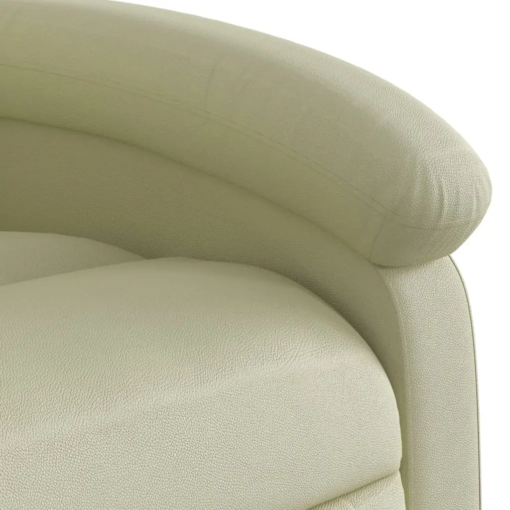 Electric Recliner Chair Cream Real Leather Adjustable Footrest Vibration Massage