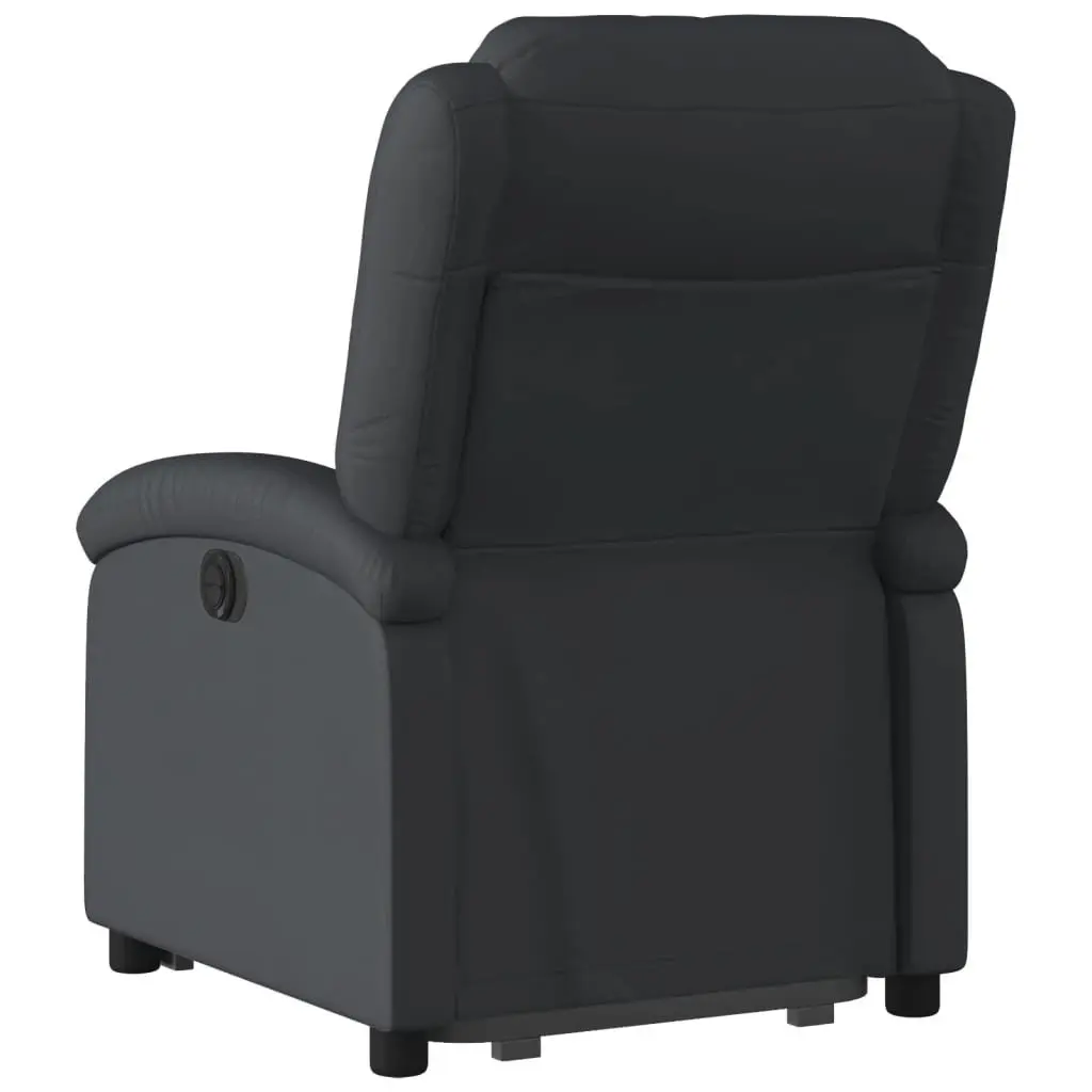 Recliner Chair Power Lift Real Leather Black