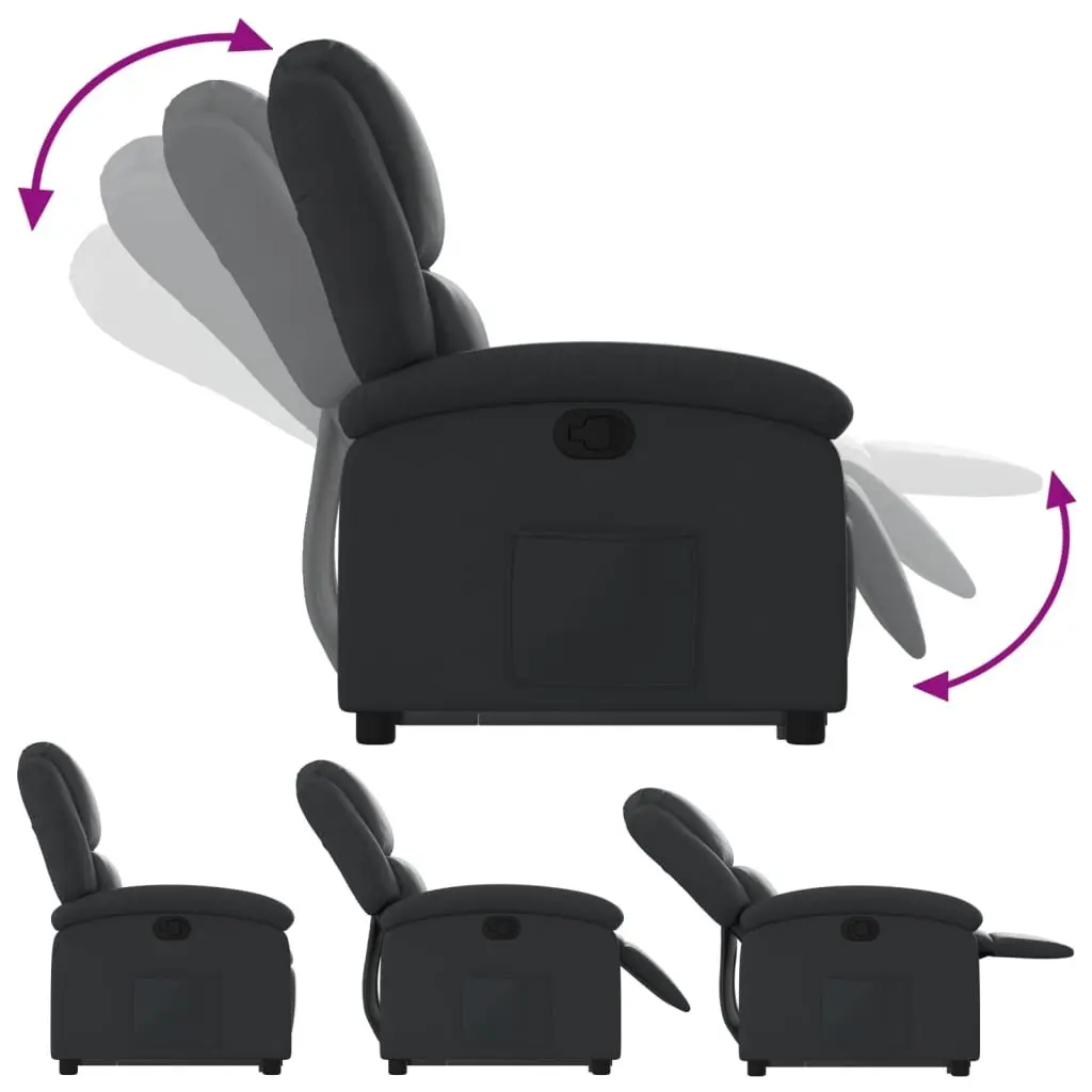 Recliner Chair Power Lift Real Leather Black